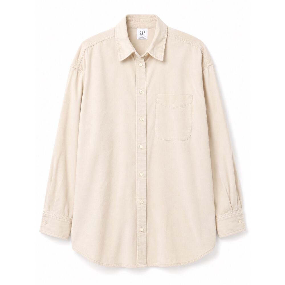 GAP The Big Shirt XL Cream Corduroy Button Up Oversized 100% Cotton Shirt - Picture 2 of 9